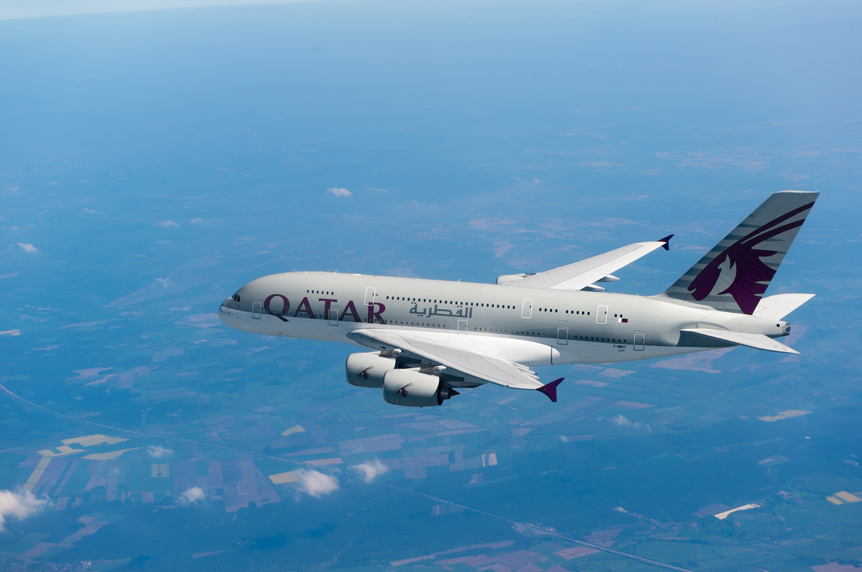 Qatar Airways first A380 in flight