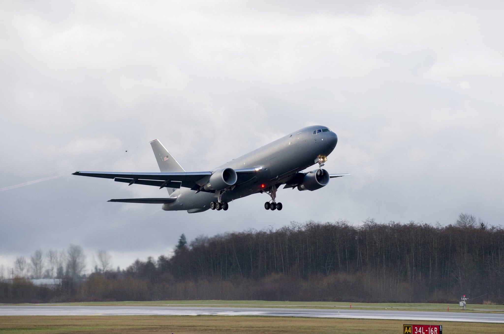 Boeing 767-2C takes off from Paine Field, Wash.