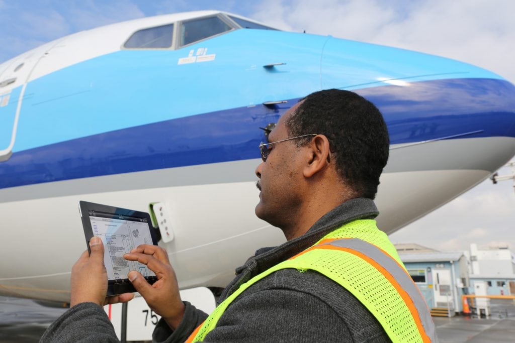 Boeing [NYSE: BA] – September 4, 2013 – Boeing’s suite of Mobile Line Maintenance Applications give technicians immediate access to manuals, part numbers and other critical information to resolve maintenance issues plane-side and collaborate with co-workers located elsewhere K65969