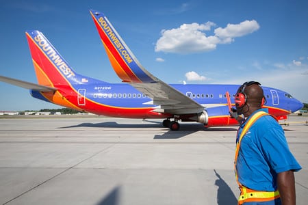Southwest aircraft on runway