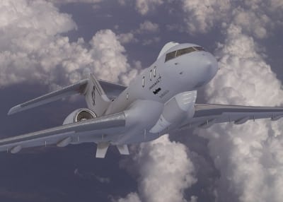 An artist's concept of the JSTARS Recap business jet platform proposed by the Lockheed Martin-led team with Raytheon and Bombardier
