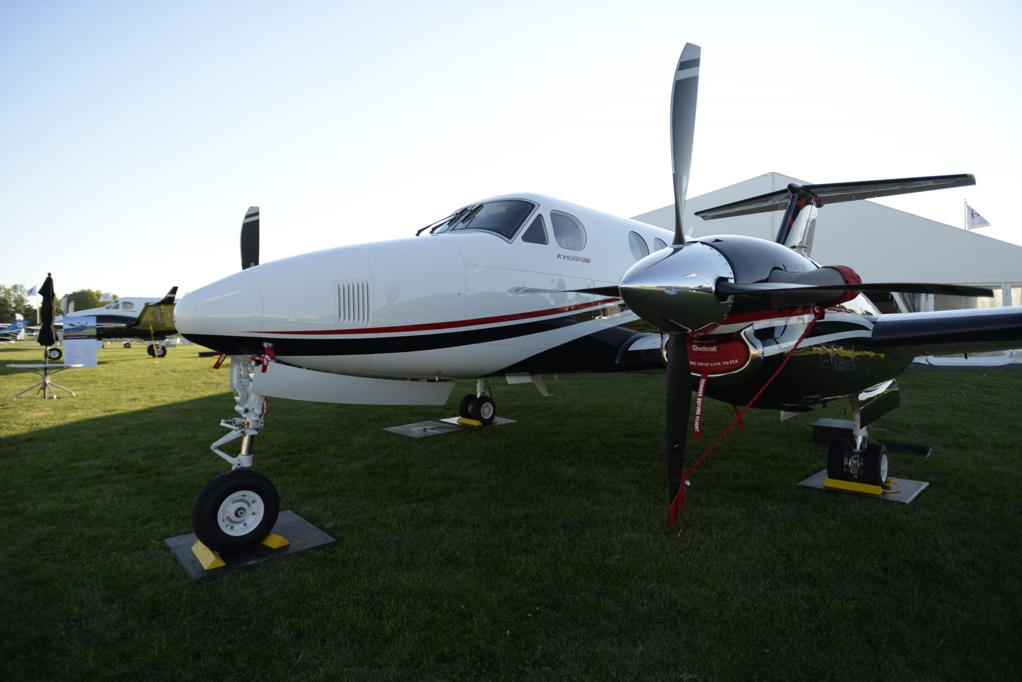 Beechcraft King Air 250 at the Experimental Aircraft Association AirVenture in Oshkosh where it is making its North American debut