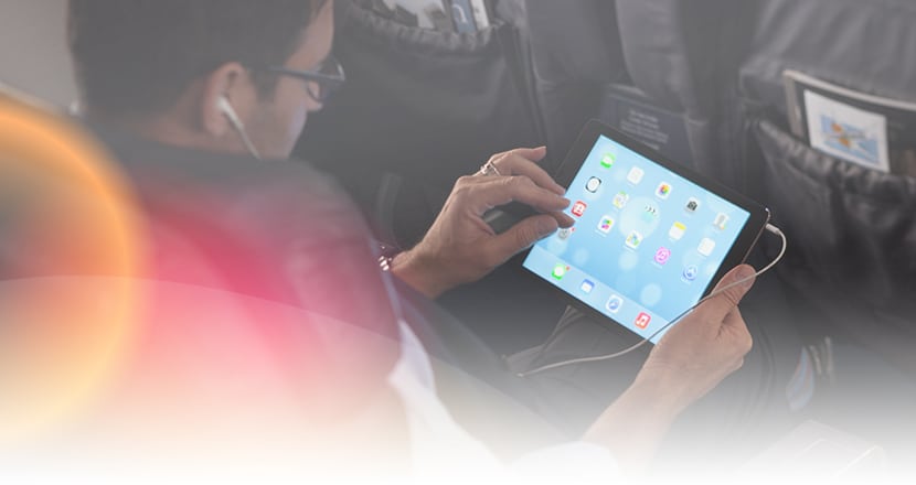 Passenger using in-flight connectivity