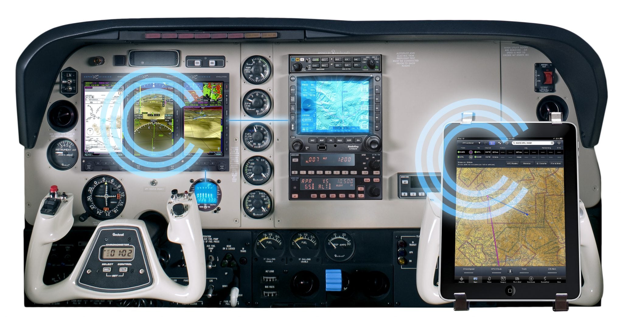 Aspen Avionics connected panel wireless cockpit system concept