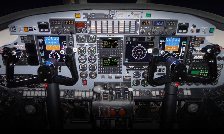 Cockpit of the Universal Avionics equipped Fairchild C-26 Metroliner aircraft