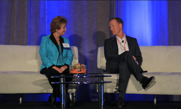 Ingo Gathje, vice president and head of cabin and cargo innovation at Airbus and Boeing’s Faye Francy, executive director of Aviation Information Sharing and Analysis Center (A-ISAC) during the Airframers Panel at the 2016 GCA Summit