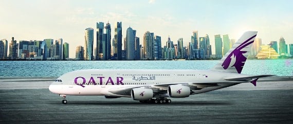 Qatar Airways plane on runway