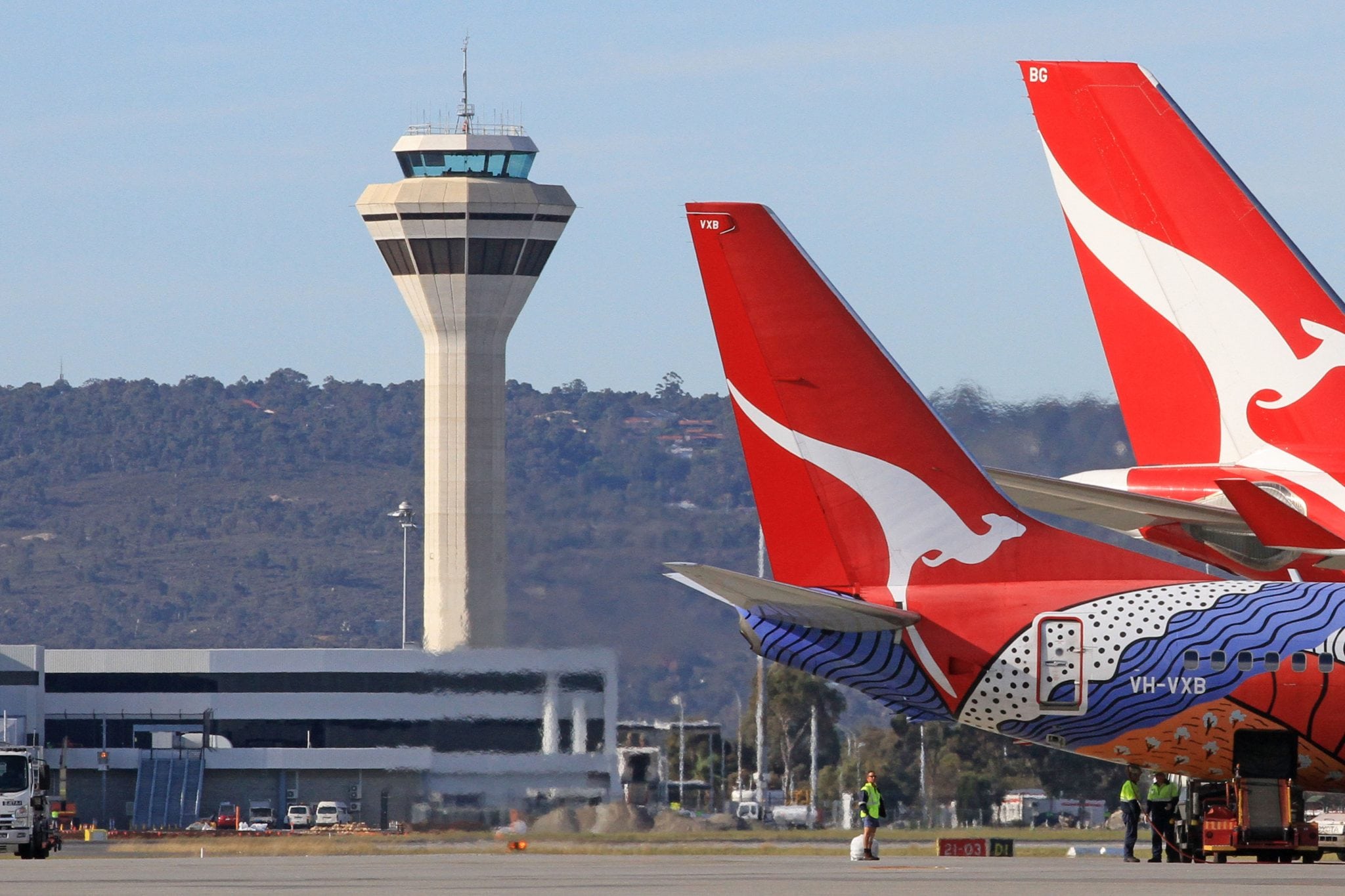 Air traffic control tower at Perth International Airport in Australia