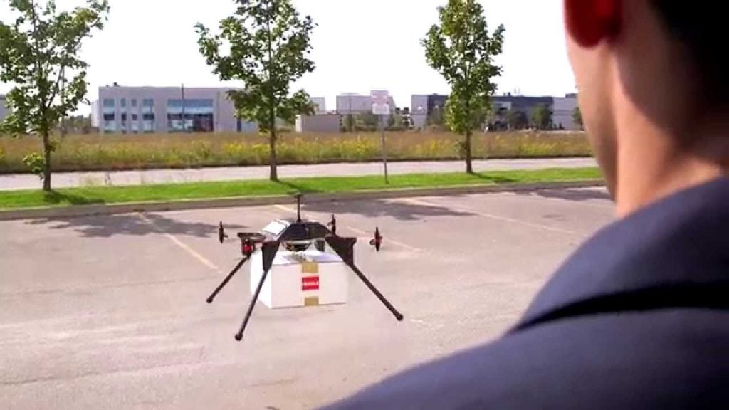 In September 2016, the company achieved payload pickup and drop-off capabilities utilizing its semi-autonomous autopilot system. Photo courtesy of Drone Delivery Canada.
