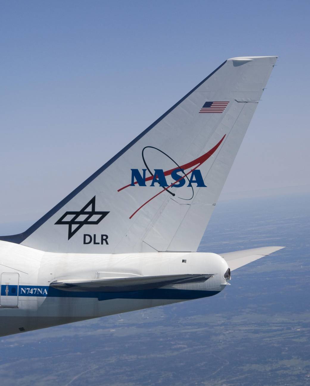 NASA logo on plane tailfin. Photo: NASA