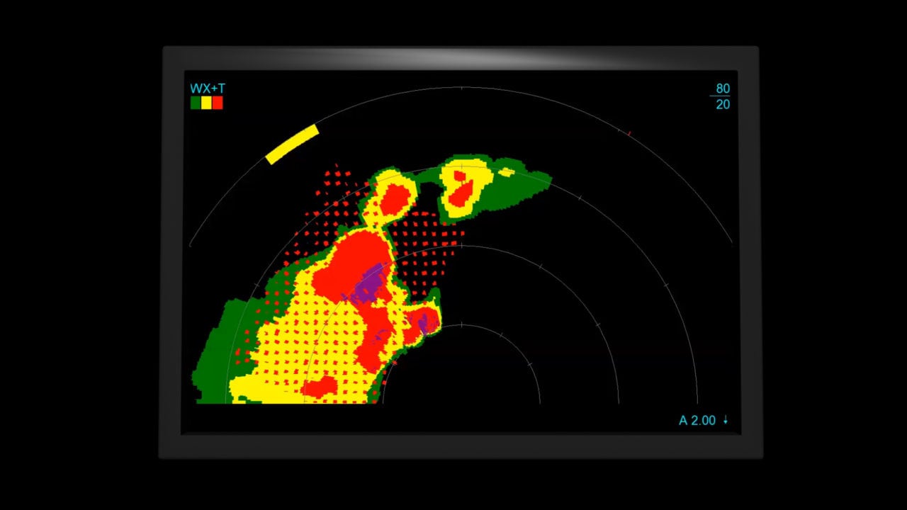 MultiScan ThreatTrack radar detecting inferred lightning and hail
