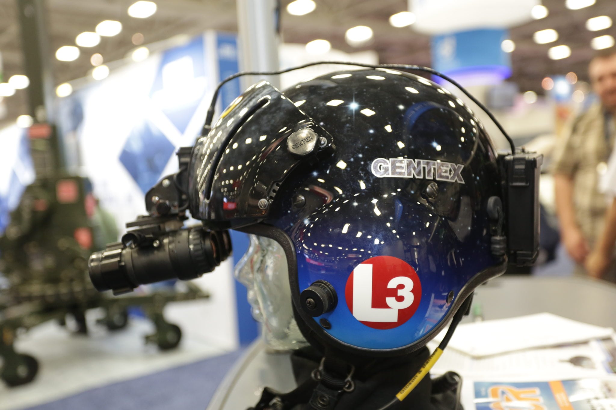 ASU's night vision helmet with L-3 logo.