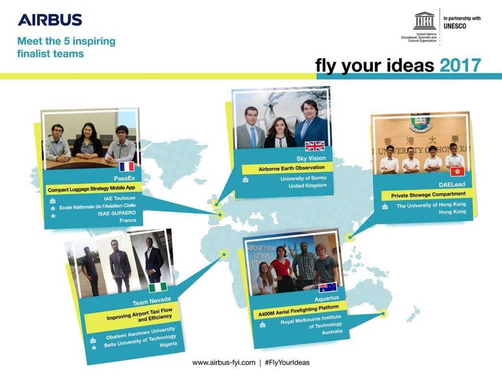 5 finalist teams selected for Airbus Fly Your Ideas 2017 (PRNewsfoto/Airbus)