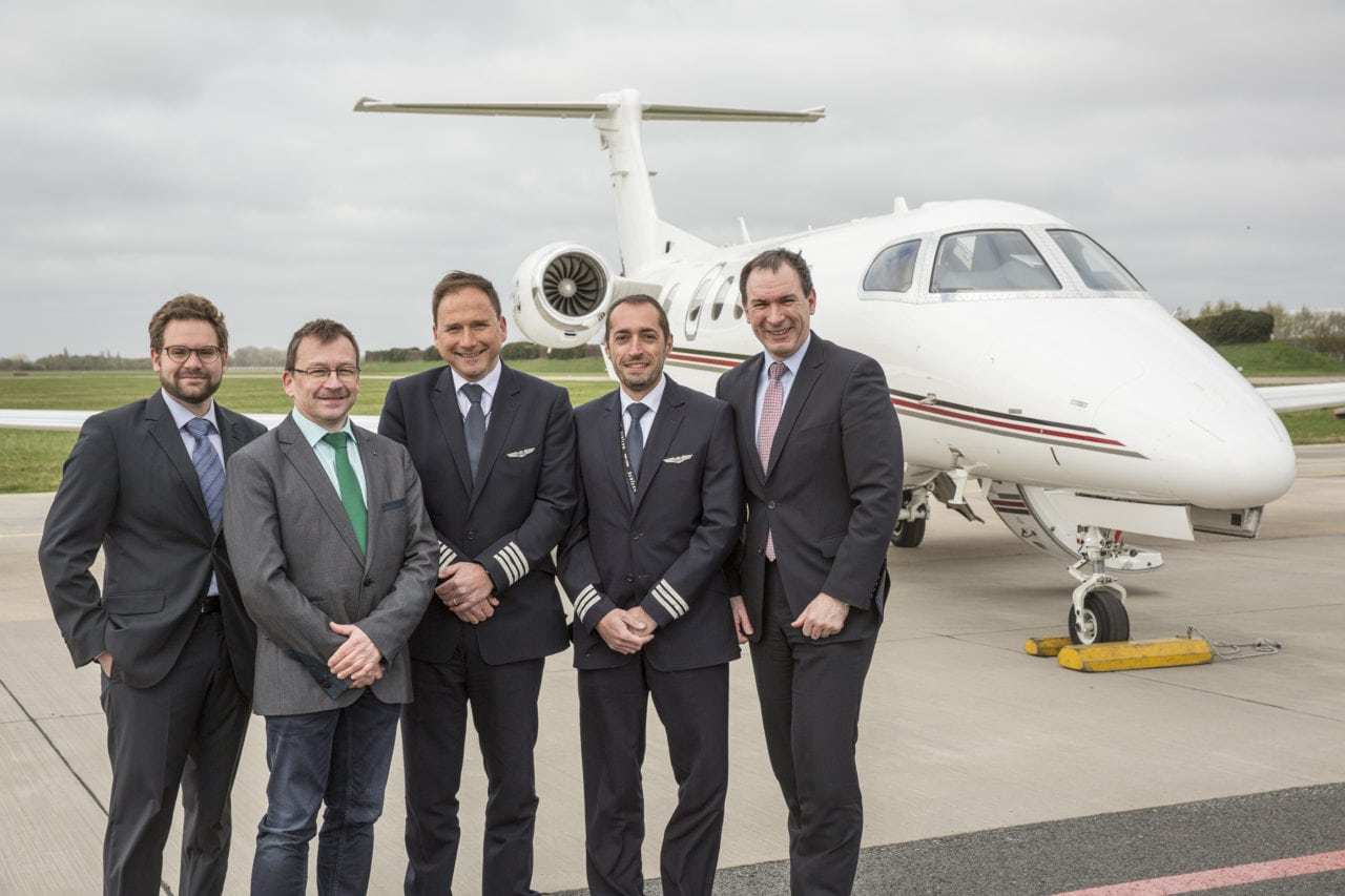 Members of NetJets Europe, DFS, after completing Germany’s first SBAS approach at Bremen Airport. Photo: DFS.