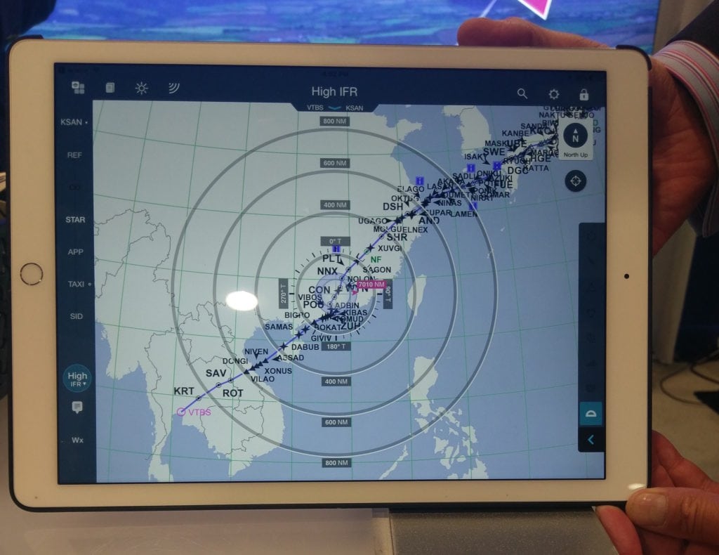Jeppesen displays its electronic flight bag services during Navy League's Sea-Air-Space Expo 2017.