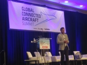 Google's Max Coppin gives a keynote presentation at Global Connected Aircraft Summit 2017