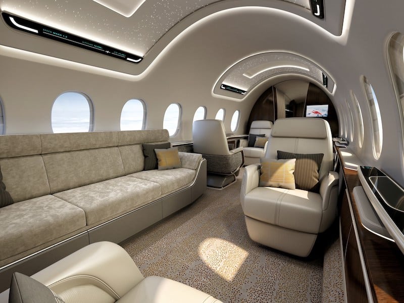 AS2 interior carries 12 in large-business-jet comfort up to 5,400 nautical miles (6,215 statute miles/10,000 km). Max. cruise speed is Mach 1.4, about 55 percent faster than todayís fastest commercial jets, at a speed greater than 1,000 mph/1,600 kph. The AS2 saves as much as three hours across the Atlantic and more than five hours across the Pacific. Aerion is working with Lockheed Martin and GE Aviation to develop the AS2. (PRNewsfoto/Lockheed Martin Aeronautics Com)
