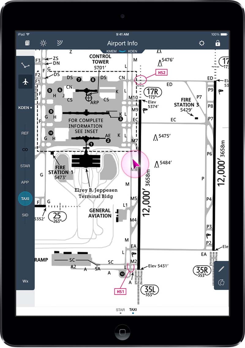 Jeppensen FliteDeck Pro Electronic Flight Bag EFB on an iPad