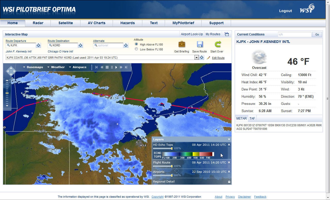 WSI Pilotbrief Optima software