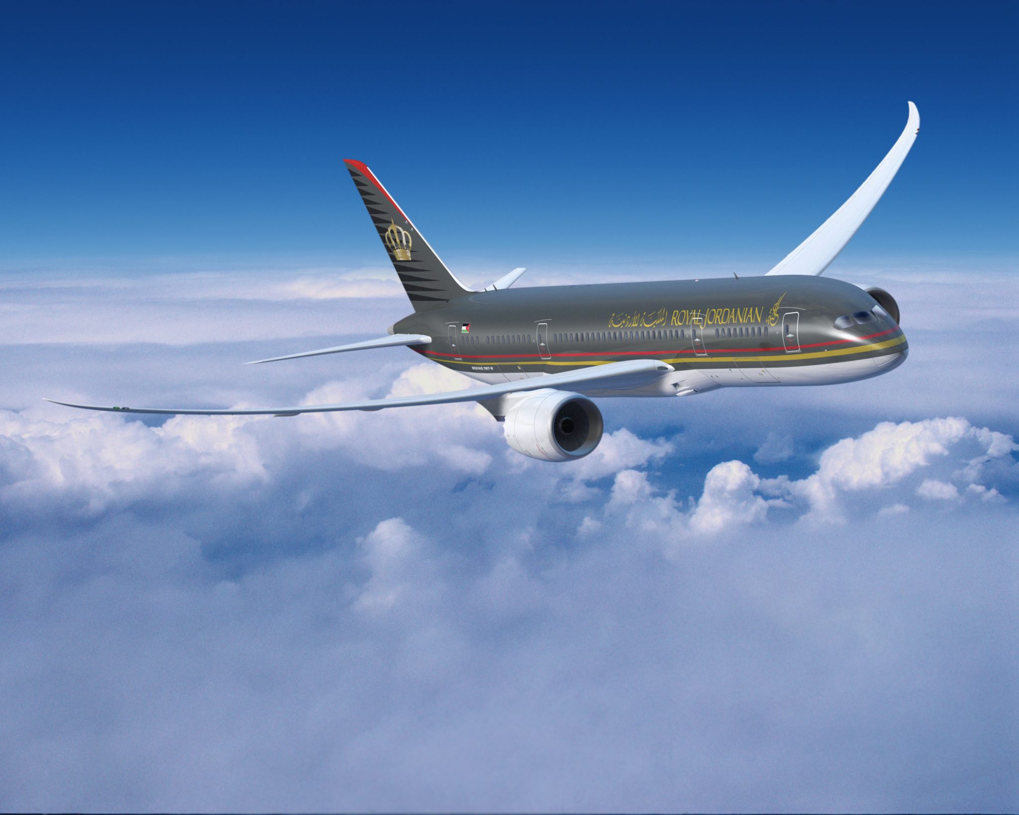 A Royal Jordanian Boeing 787 Dreamliner in flight