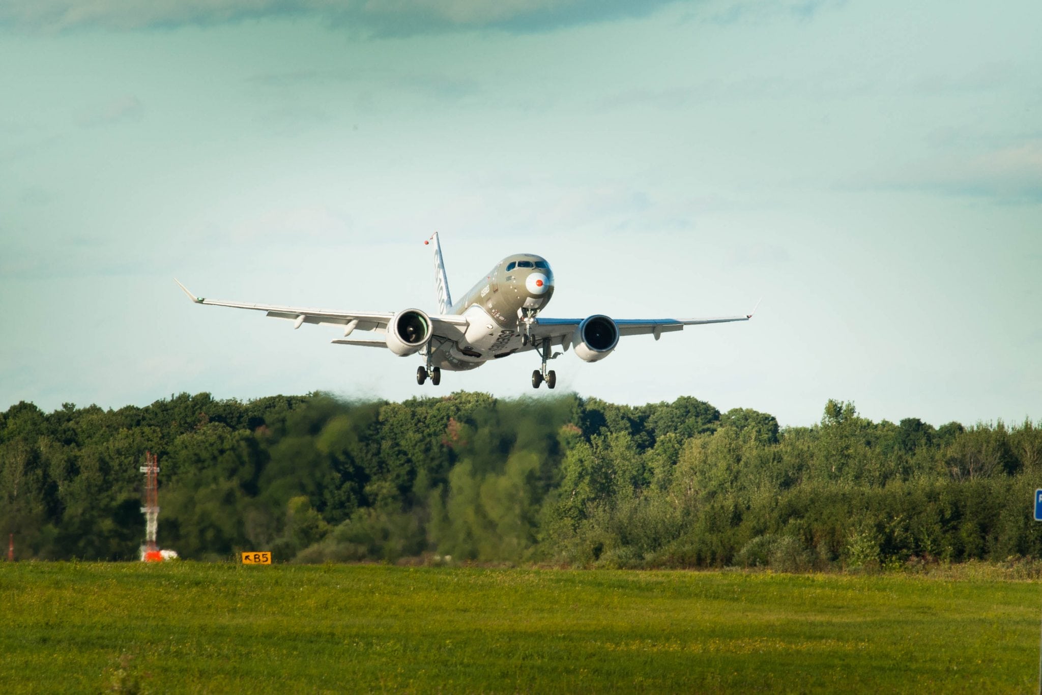 The Bombardier CSeries in flight