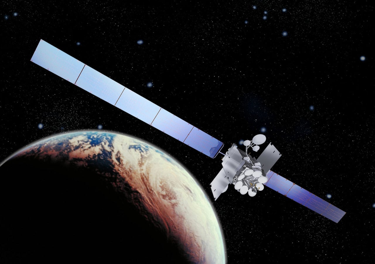 Artist rendition of the Inmarsat I-5 satellite