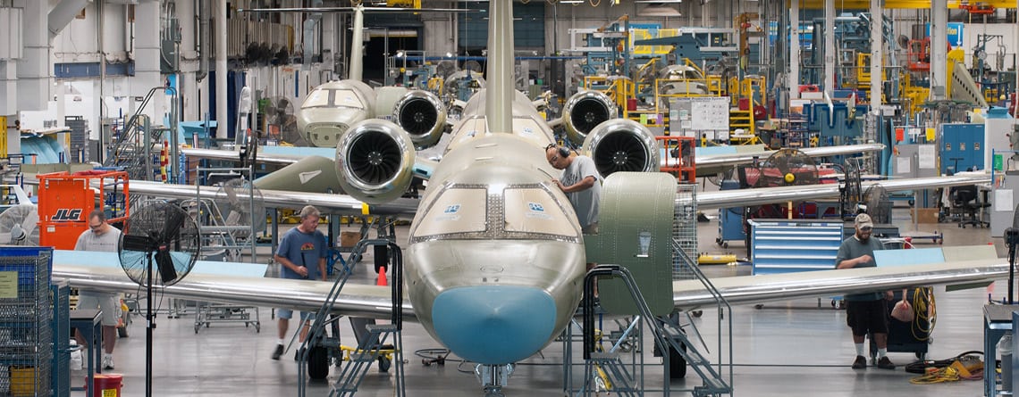 Aircraft on the assembly line