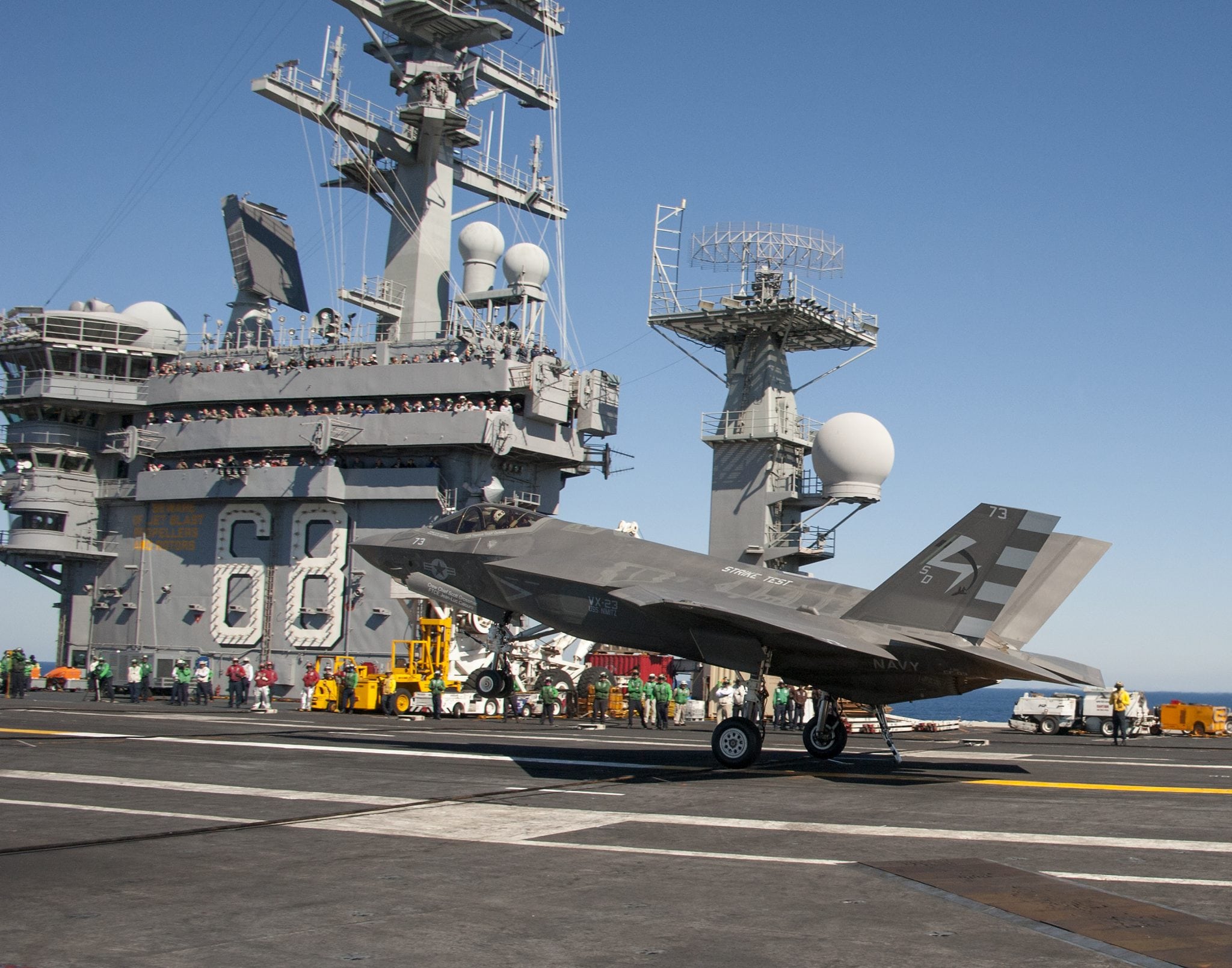 F-35C Lightning II aboard a US Navy aircraft carrier