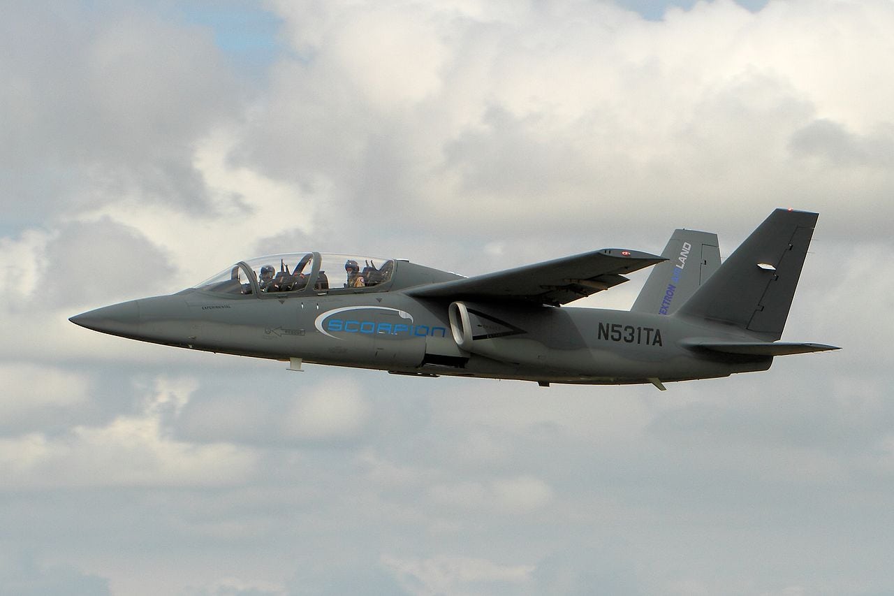 Textron AirLand Scorpion demonstration flight at the 2014 Royal International Air Tattoo