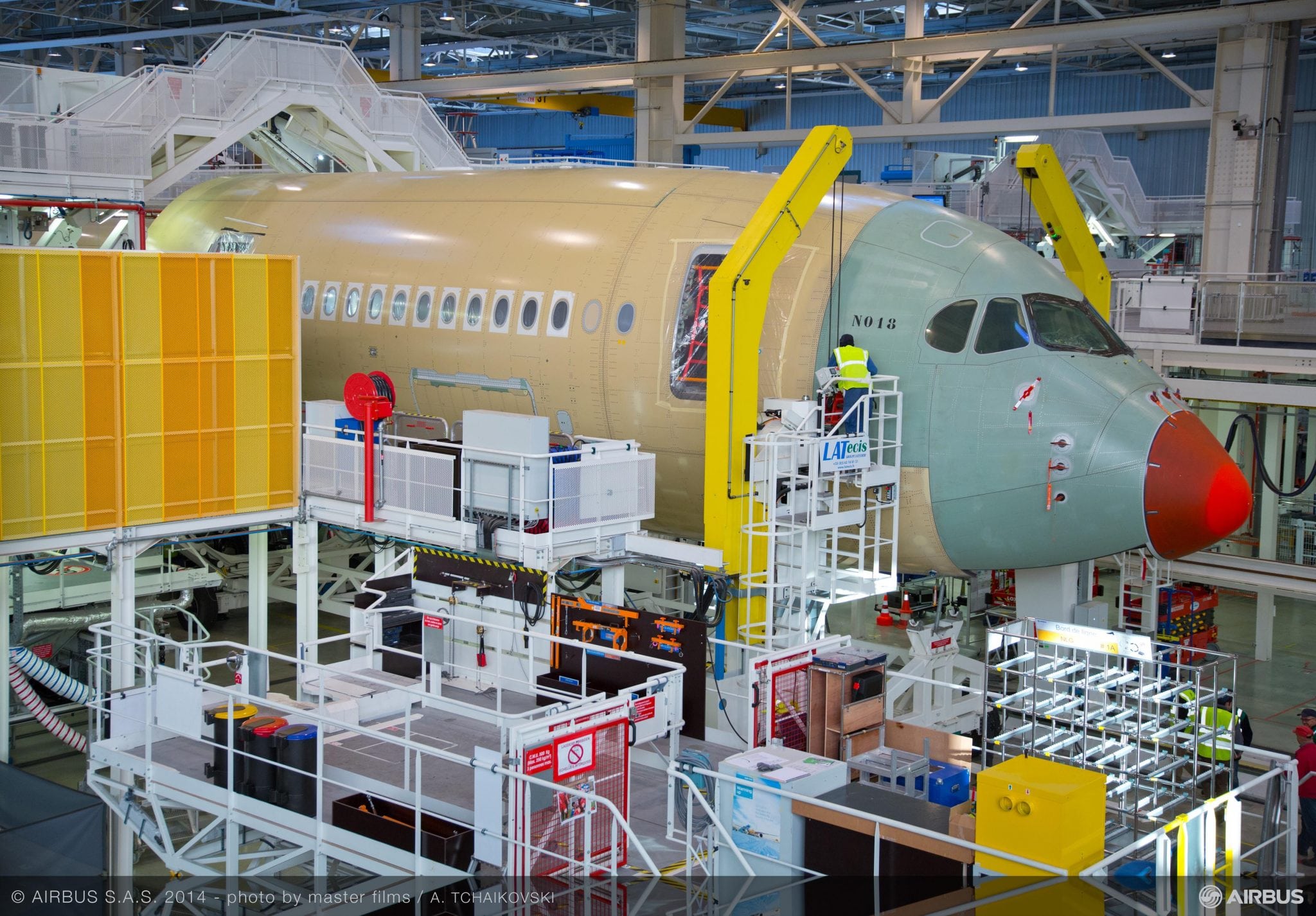 The first A350-900 for Finnair taking shape in the Roger Béteille Final Assembly Line (FAL) in Toulouse, France