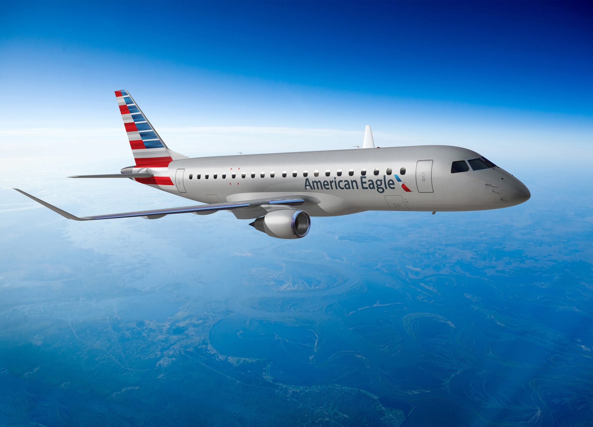 American Eagle Embraer 175 regional jet rendering