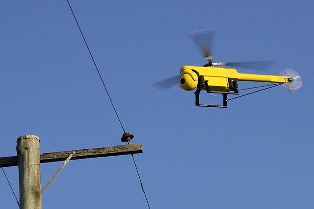 A UAS used to inspect power lines