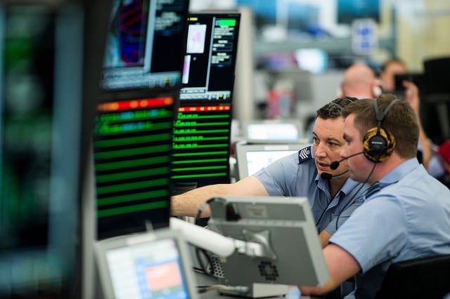 Closeup of workers at the Prestwick ATC Centre