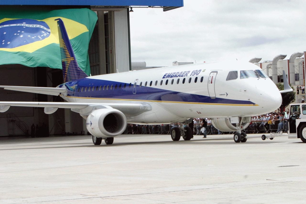 Embraer aircraft outside hangar 