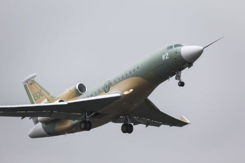 Dassault Aviation’s second Falcon 8X  flight test aircraft in flight