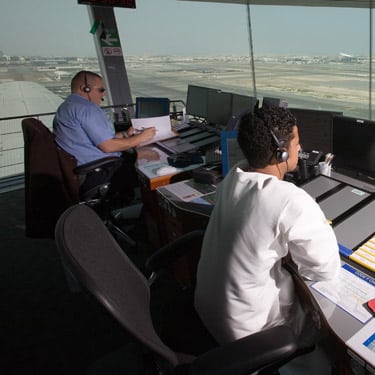 Serco employees managing an ATC tower