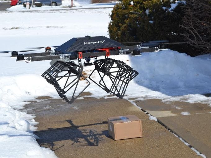 Horsefly UAS delivering a package