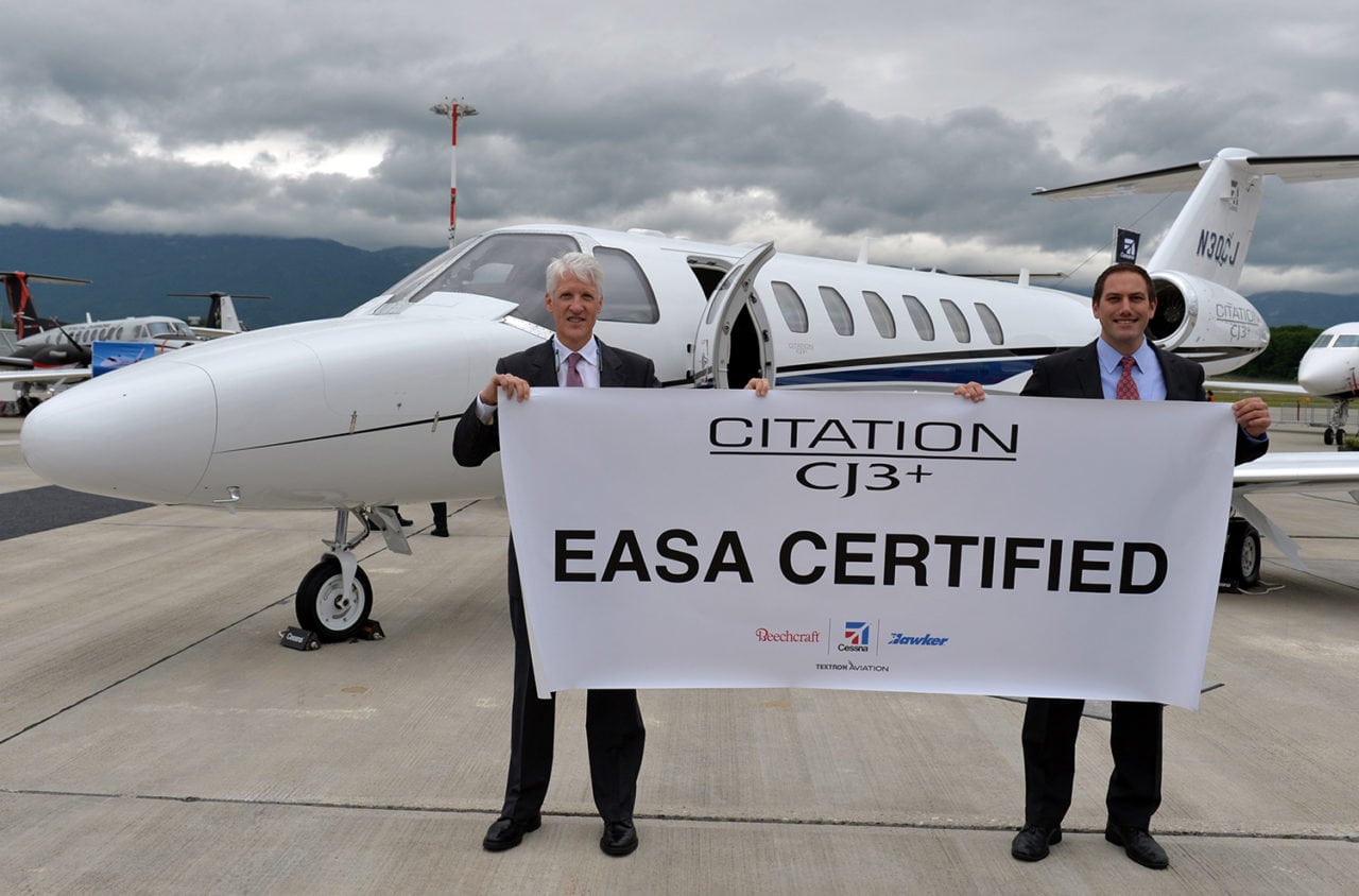 Textron officials announce EASA certification for the CJ3+. Photo: Textron