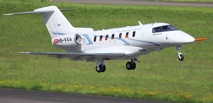 Pilatus PC-24 test aircraft during its maiden flight