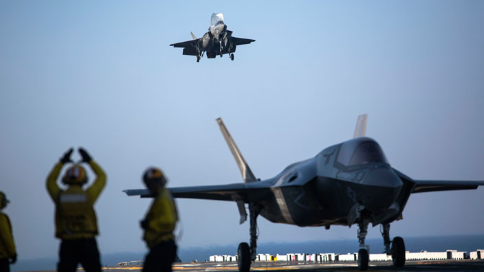 F-35B landing aboard the USS WASP