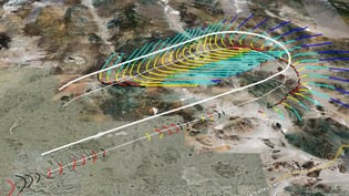 NASA’s initial depiction of sonic boom footprint integrated with real-time, local-area moving map