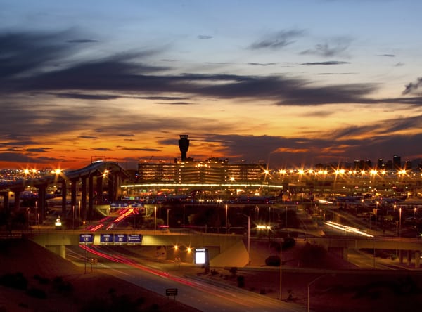 Exterior view of Phoenix Sky Harbor International Airport.