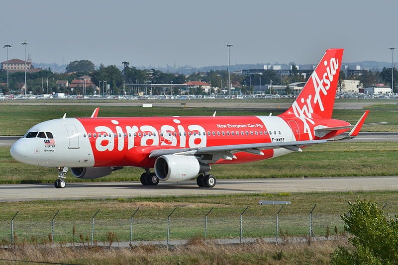 AirAsia Airbus A320 at Toulouse-Blagnac Airport (LFBO) in France.