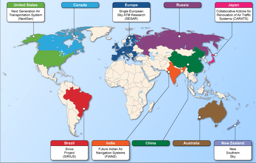 Coverage Map of the ATM Modernization programs across the globe. Photo: GAO