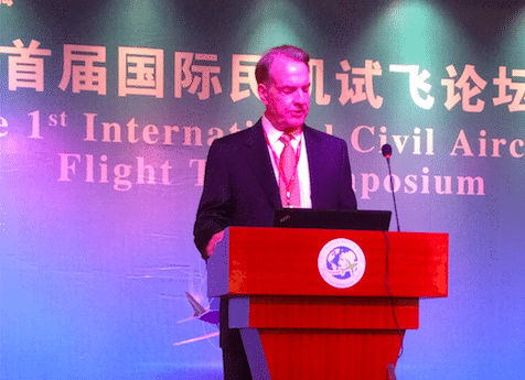 International Flight Test Institute (IFTI) CEO Bill Korner at the Commercial Aircraft Company of China's (COMAC) first international civil flight test symposium