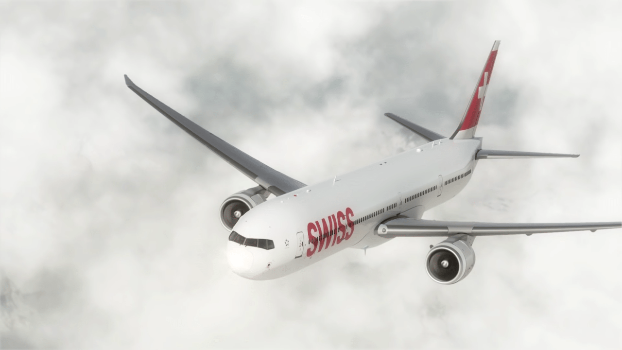 SWISS 777-300ER long-haul aircraft, rendering