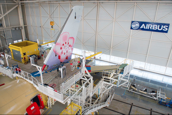 China Airlines A350 XWB on the final assembly line