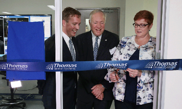 The Australian Minister for Defence, Senator the Hon Marise Payne, officially opens Thomas Global Systems’ new EESI-Hub alongside the Company’s CEO Angus Hutchinson and Chairman William Hutchinson