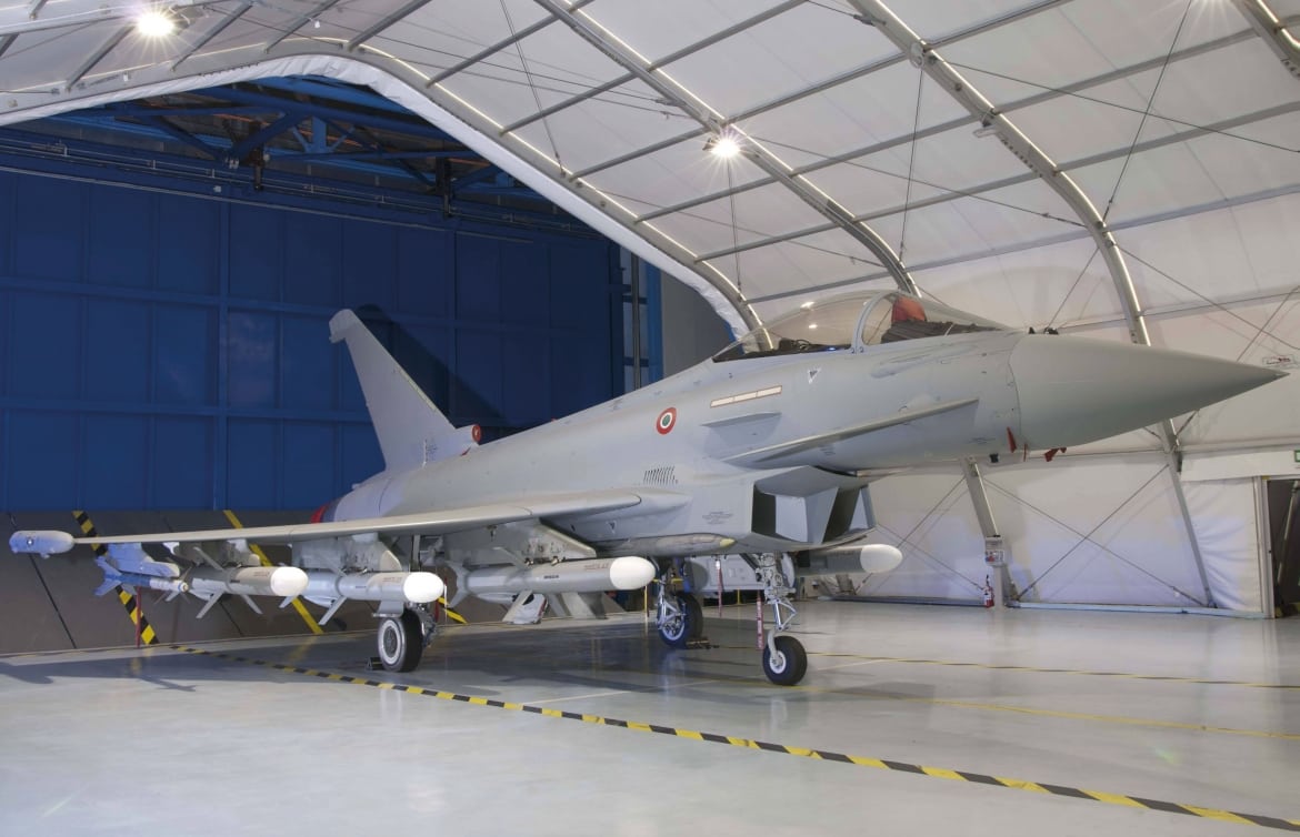 Eurofighter Typhoon in aircraft hangar