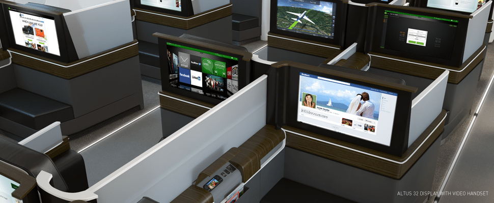 Rendering of aircraft cabin equipped with Panasonic Avionics eXconnect broadband IFEC solution